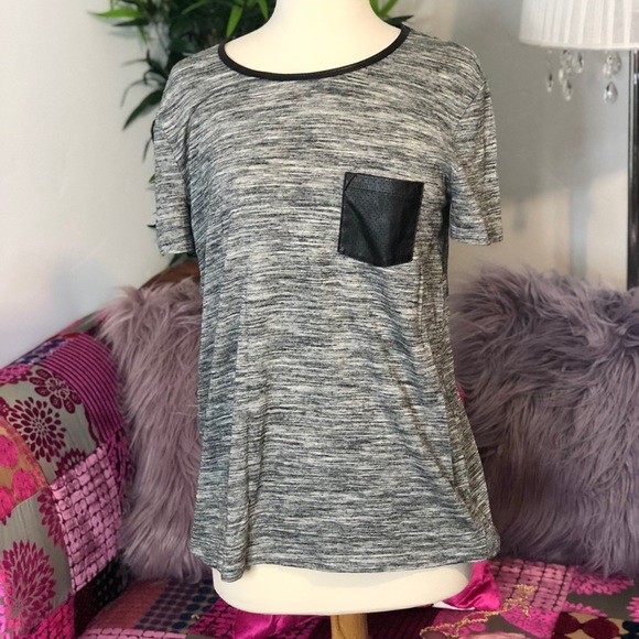 PINK Victoria's Secret Tops - Grey with black pocket Short Sleeve Shirt